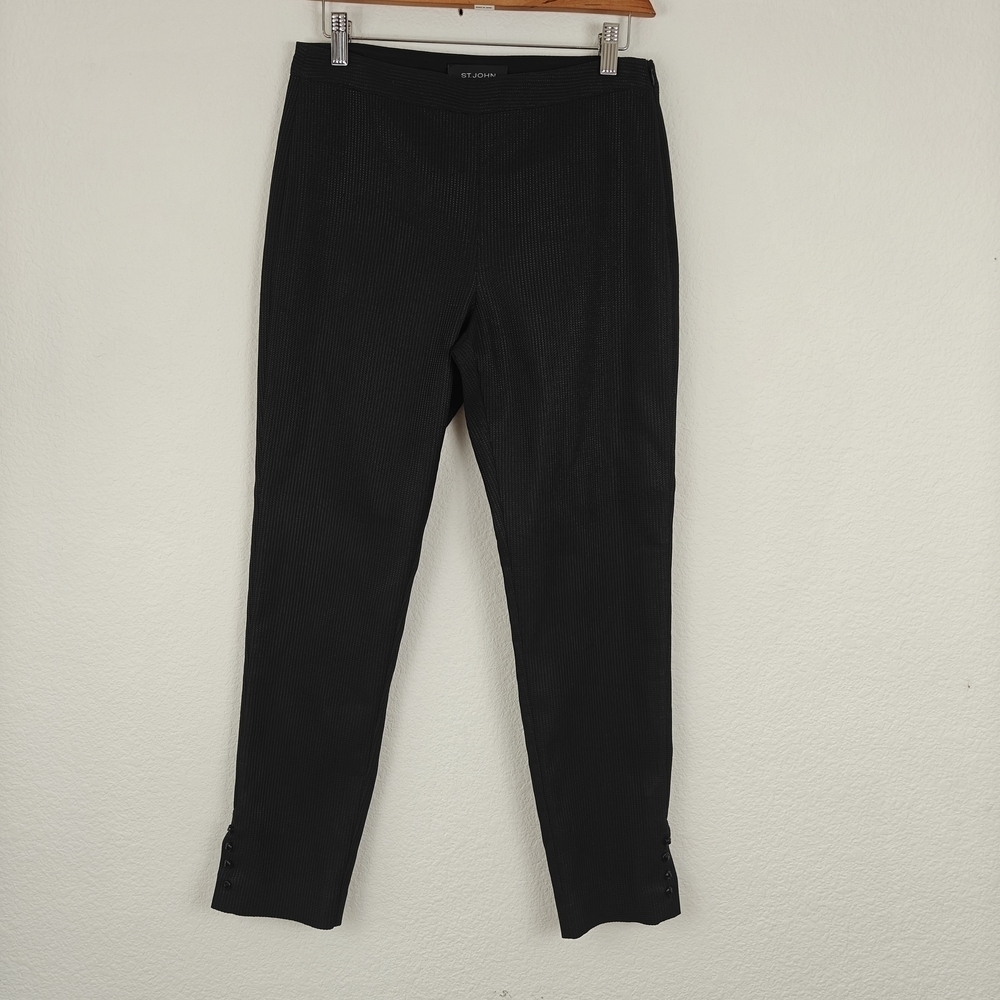 St. John Nwot Skinny Shimmer Black Cropped Pants Size 4 Women's